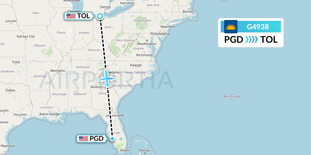 G4938 Allegiant Air Flight Map: Punta Gorda to Toledo
