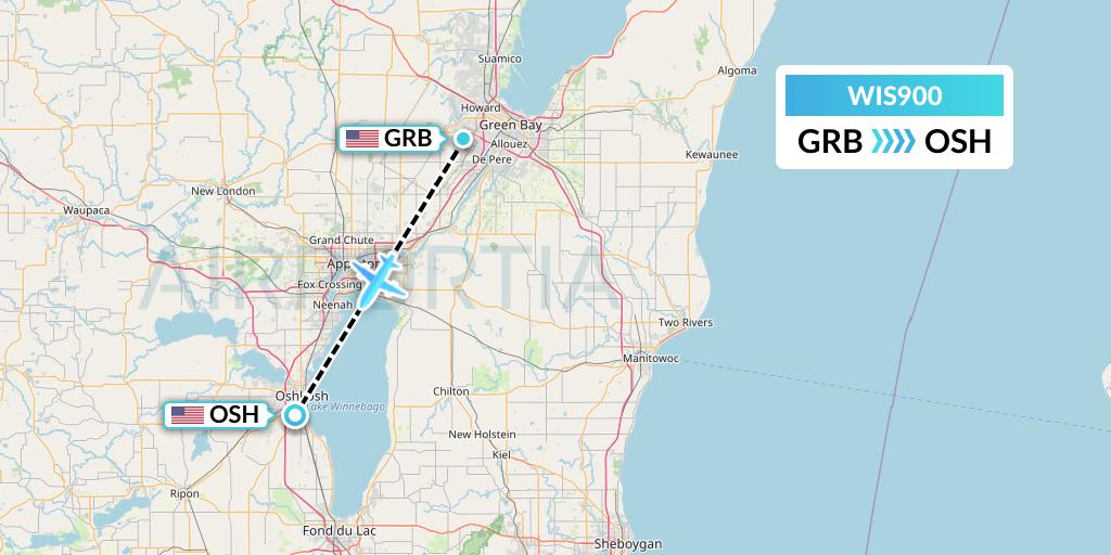 WIS900 Paccair Flight Map: Green Bay to Oshkosh