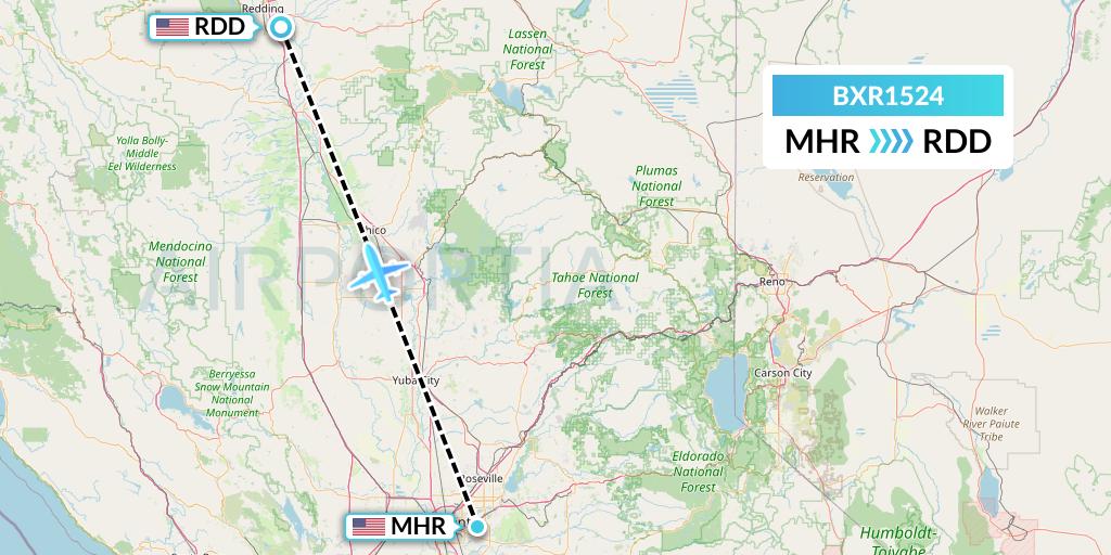BXR1524 Redding Aero Enterprises Flight Map: Sacramento to Redding