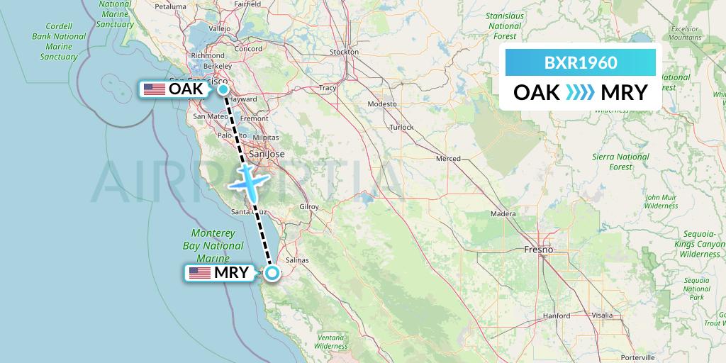 BXR1960 Redding Aero Enterprises Flight Map: Oakland to Monterey
