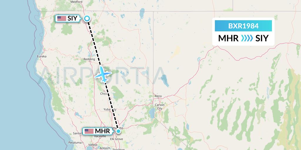 BXR1984 Redding Aero Enterprises Flight Map: Sacramento to Montague