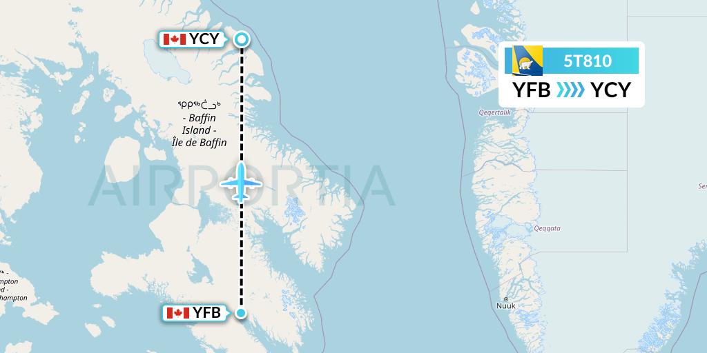 5T810 Canadian North Flight Map: Iqaluit to Clyde River