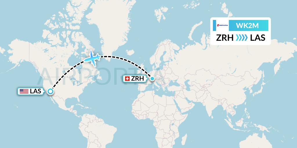 WK2M Edelweiss Air Flight Map: Zurich to Las Vegas