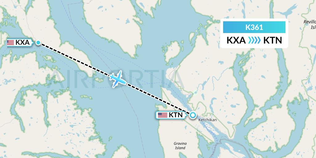 K361 Taquan Air Flight Map: Kasaan to Ketchikan