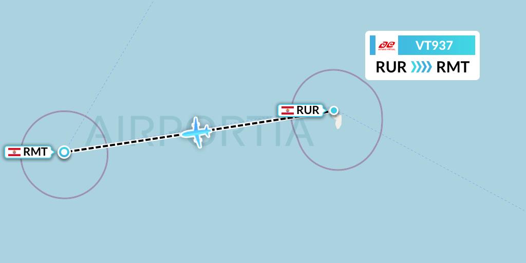 VT937 Air Tahiti Flight Map: French Polynesia to Rimatara