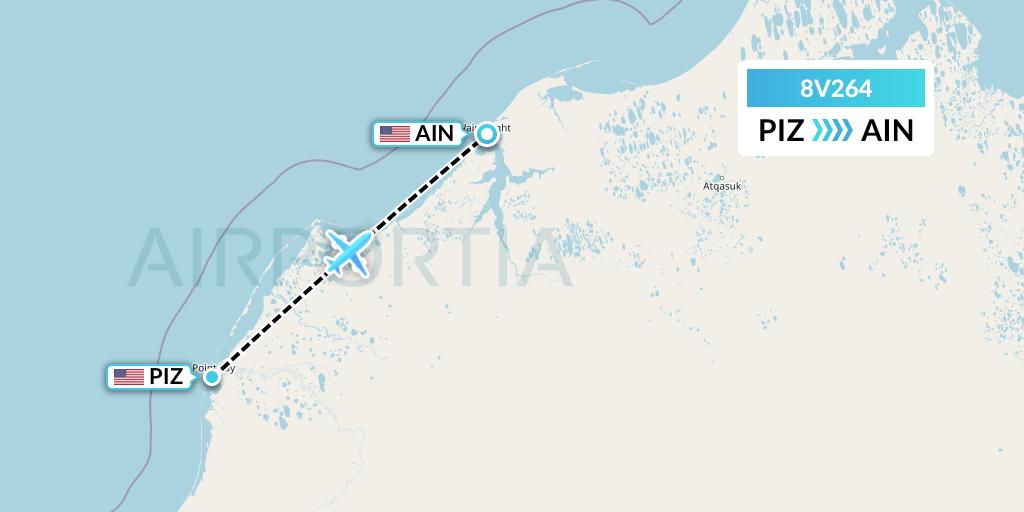 8V264 Wright Air Service Flight Map: Point Lay to Wainwright