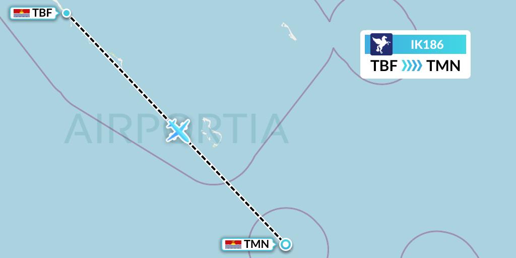 IK186 Air Kiribati Flight Map: Kiribati to Tamana Island
