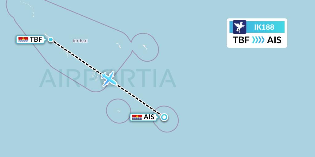 IK188 Air Kiribati Flight Map: Kiribati to Arorae Island