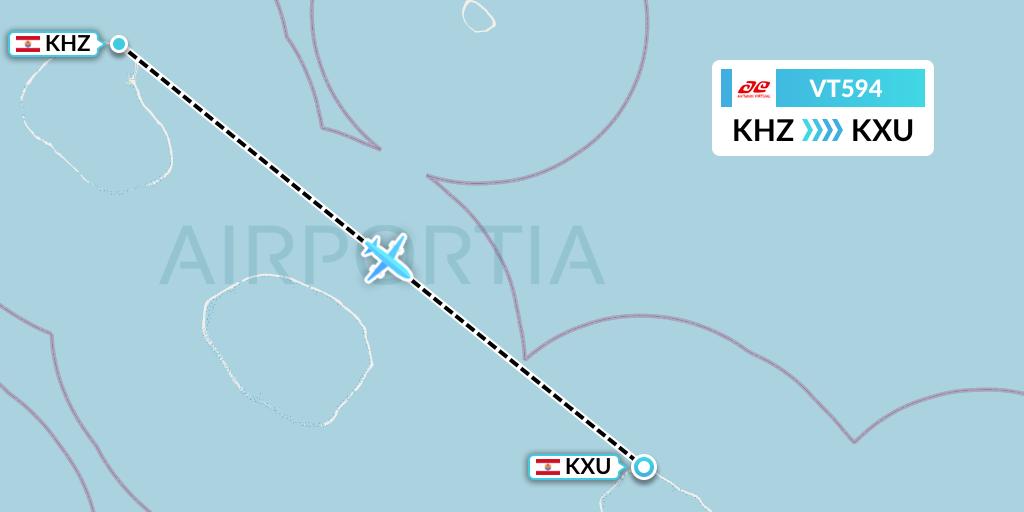 VT594 Air Tahiti Flight Map: Kauehi to Katiu