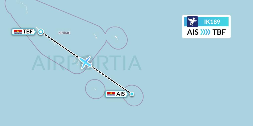 IK189 Air Kiribati Flight Map: Arorae Island to Kiribati