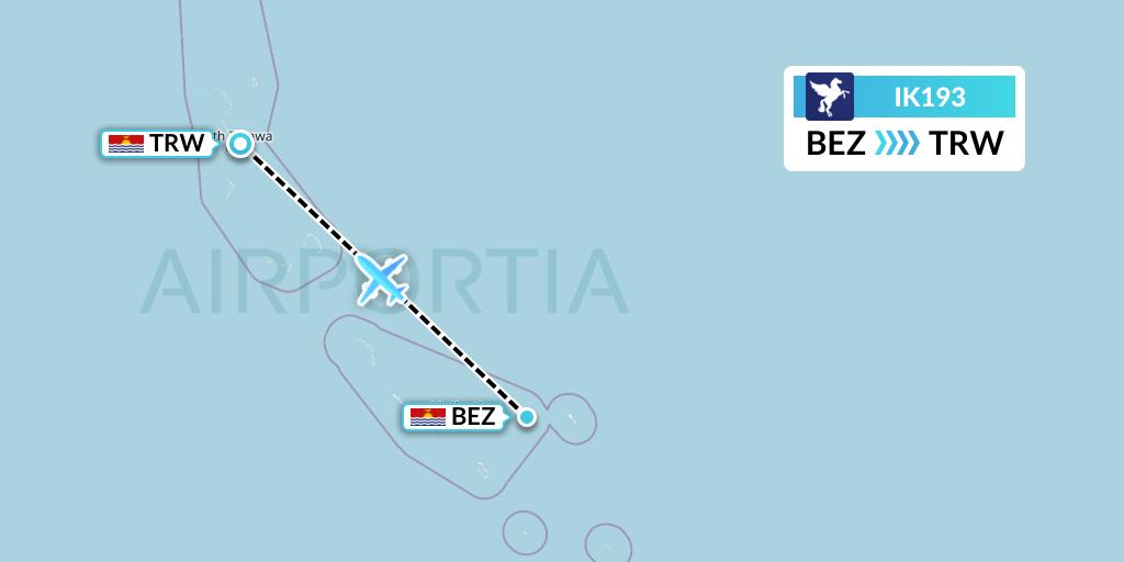 IK193 Air Kiribati Flight Map: Beru to Tarawa