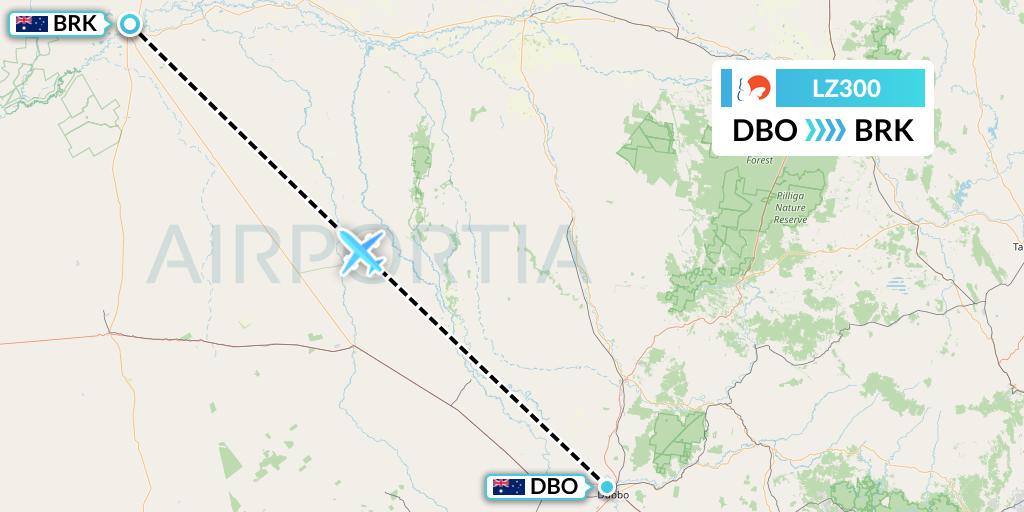 LZ300 Air Link Flight Map: Dubbo to Australia