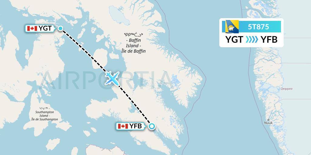 5T875 Canadian North Flight Map: Igloolik to Iqaluit