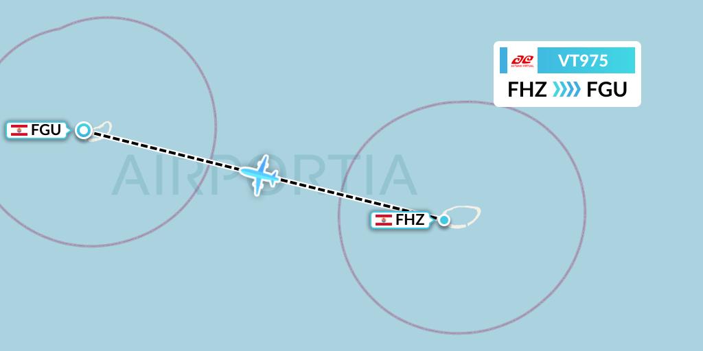 VT975 Air Tahiti Flight Map: Fakahina to French Polynesia