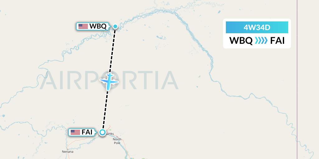 4W34D Warbelows Air Ventures Flight Map: Beaver to Fairbanks