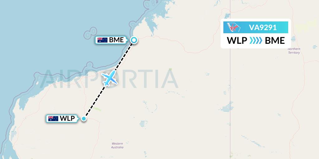 VA9291 Virgin Australia Flight Map: West Angelas to Broome
