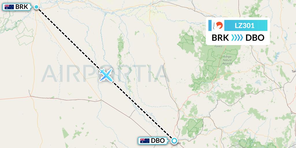 LZ301 Air Link Flight Map: Australia to Dubbo