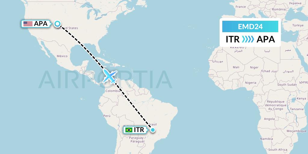 EMD24 Eaglemed Flight Map: Itumbiara to Denver