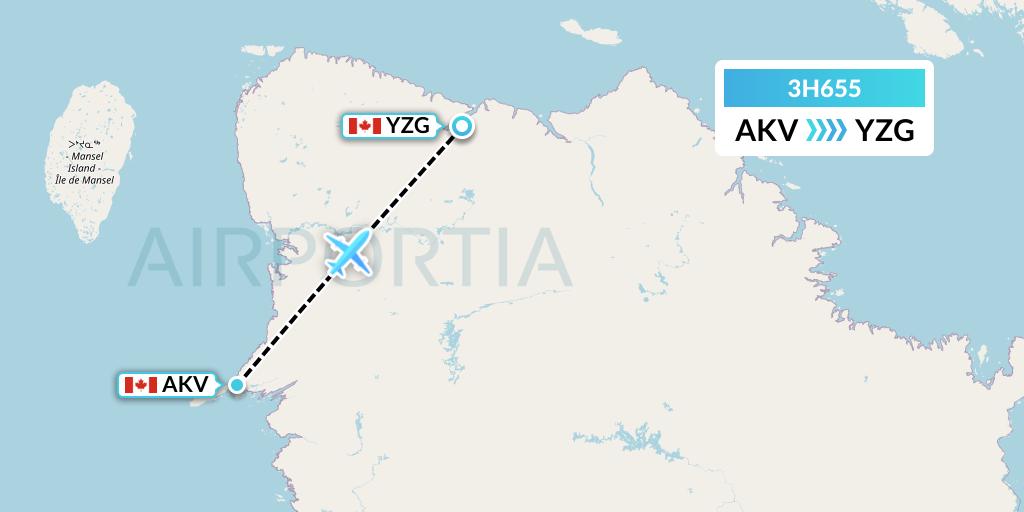 3H655 Air Inuit Flight Map: Akulivik to Salluit
