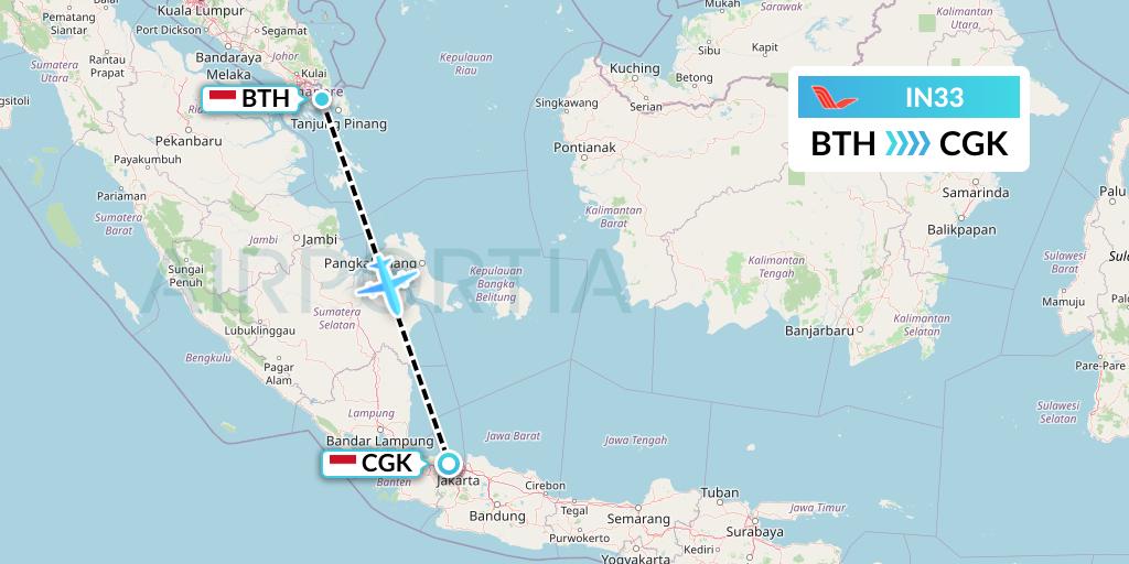 IN33 NAM Air Flight Map: Batam to Jakarta