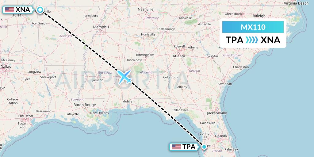 MX110 Flight Status Breeze Airways Tampa to Bentonville (MXY110)