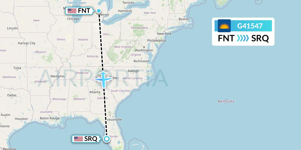G41547 Allegiant Air Flight Map: Flint to Sarasota