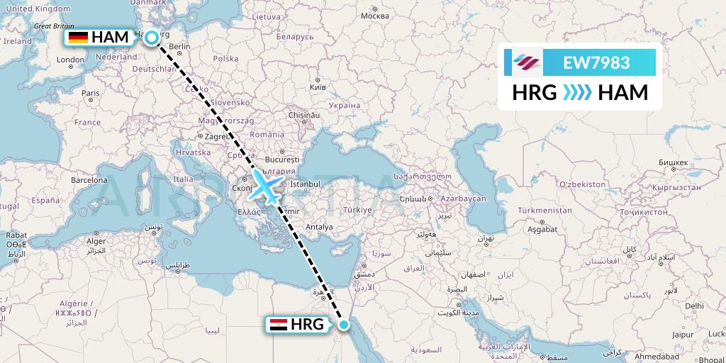 EW7983 Eurowings Flight Map: Hurghada to Hamburg