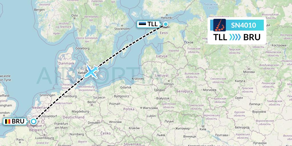 SN4010 Brussels Airlines Flight Map: Tallinn to Brussels