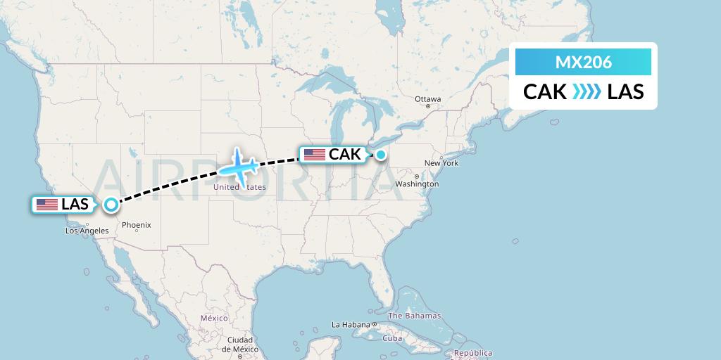 MX206 Flight Status Breeze Airways Akron to Las Vegas (MXY206)