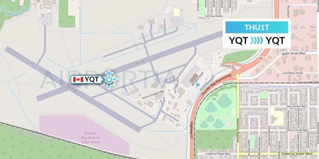 THU1T Thunder Airlines Flight Map: Thunder Bay to Thunder Bay