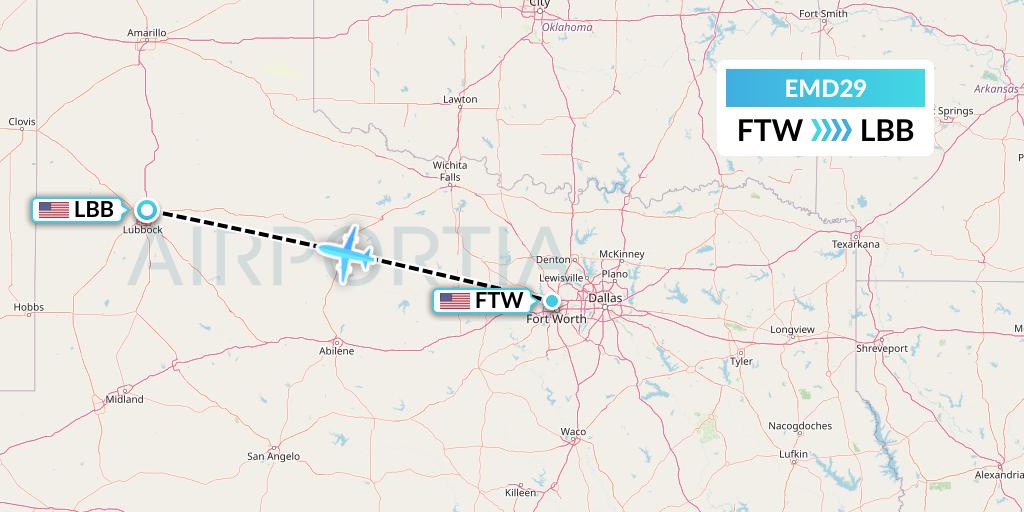EMD29 Eaglemed Flight Map: Fort Worth to Lubbock