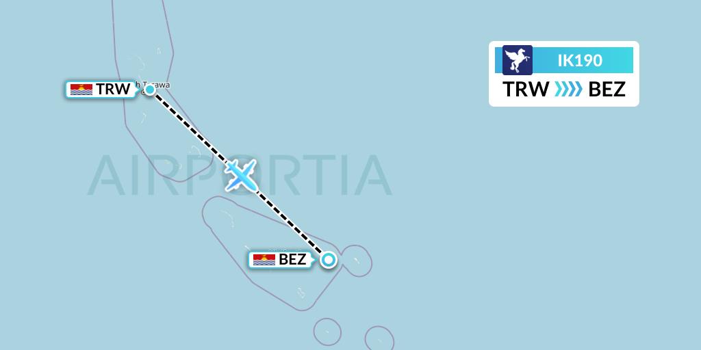 IK190 Air Kiribati Flight Map: Tarawa to Beru