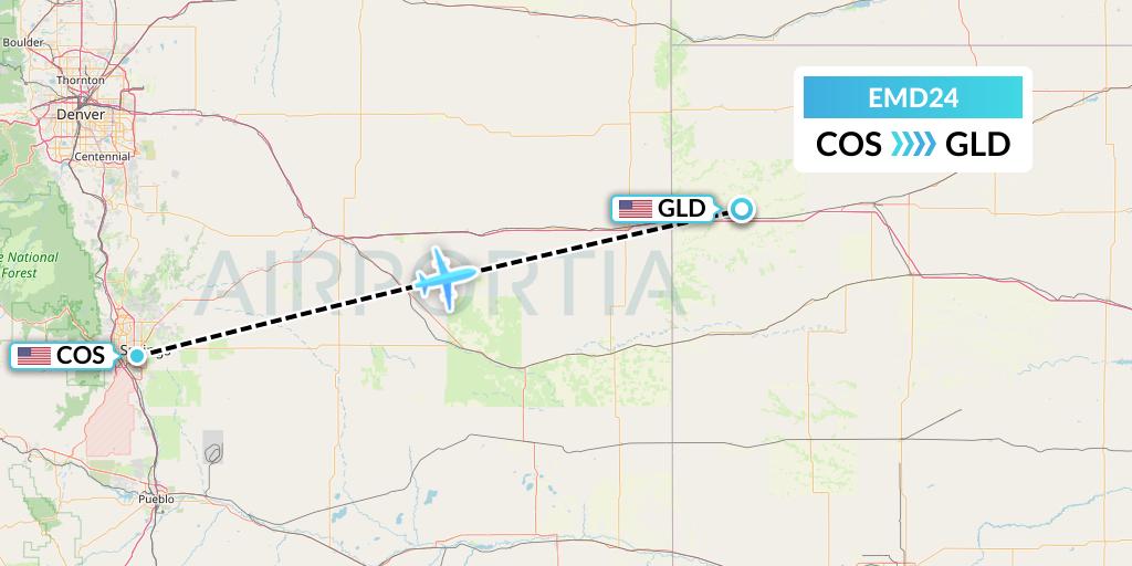 EMD24 Eaglemed Flight Map: Colorado Springs to Goodland
