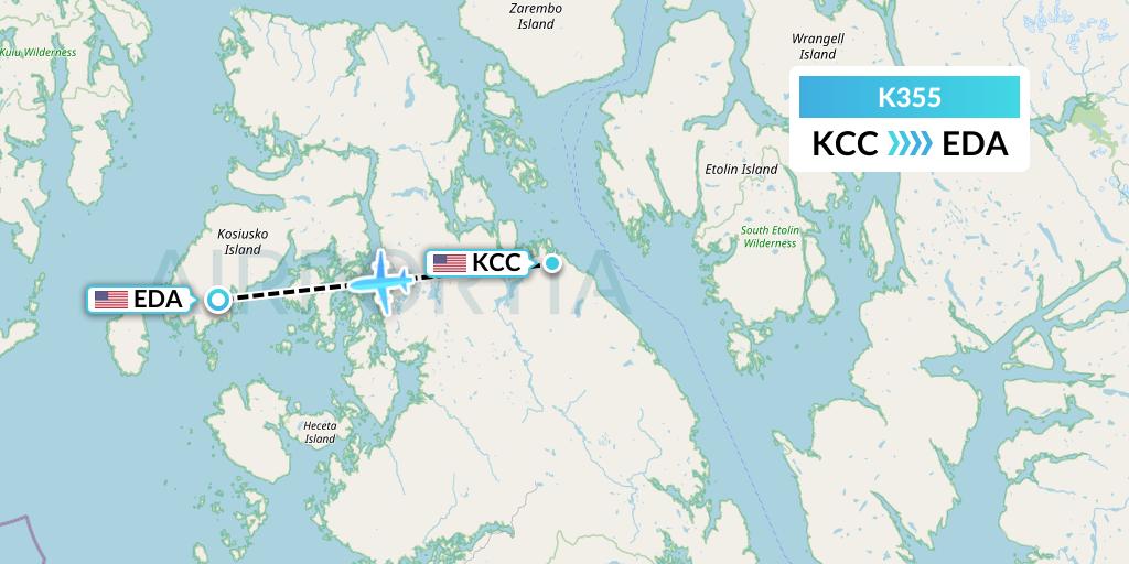 K355 Taquan Air Flight Map: Coffman Cove to Edna Bay