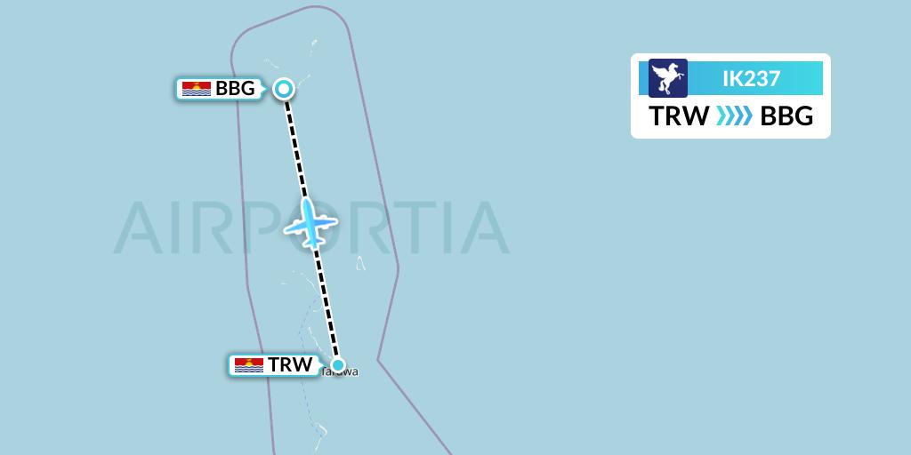 IK237 Air Kiribati Flight Map: Tarawa to Butaritari Atoll