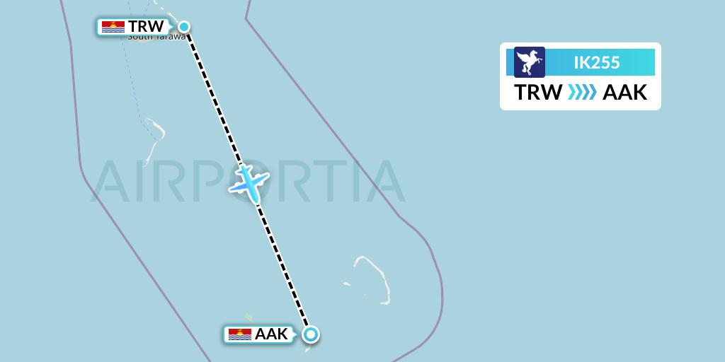 IK255 Air Kiribati Flight Map: Tarawa to Buariki