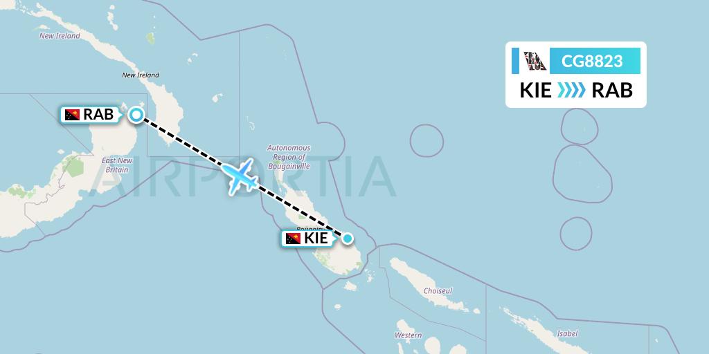 CG8823 Airlines PNG Flight Map: Kieta to Tokua