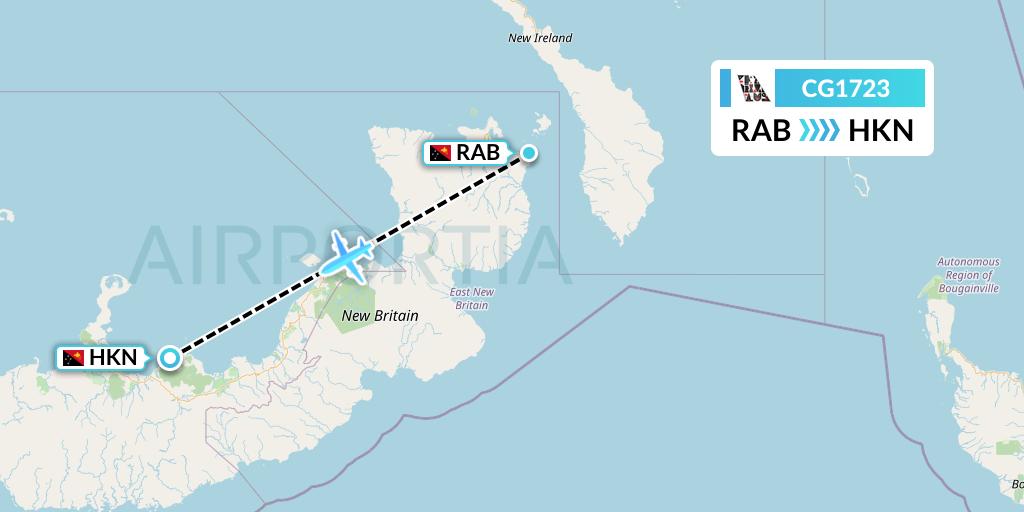 CG1723 Airlines PNG Flight Map: Tokua to Hoskins