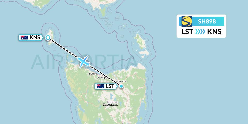 SH898 Sharp Airlines Flight Map: Launceston to King Island
