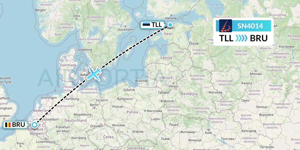 SN4014 Brussels Airlines Flight Map: Tallinn to Brussels