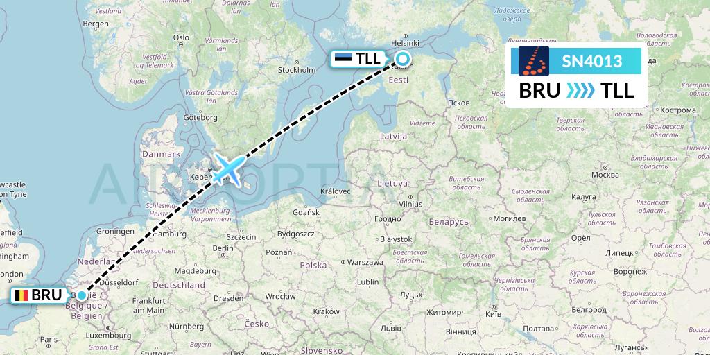 SN4013 Brussels Airlines Flight Map: Brussels to Tallinn
