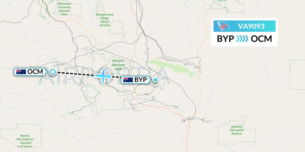 VA9093 Virgin Australia Flight Map: Barimunya to Boolgeeda