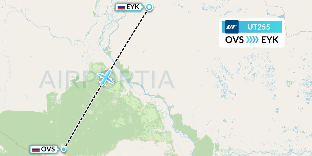 UT255 UTair Flight Map: Sovetsky to Beloyarsk