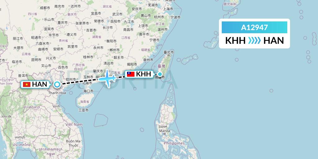A12947 A.p.g. Distribution Systems Flight Map: Kaohsiung to Hanoi