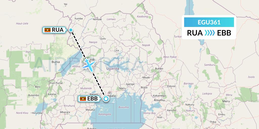 EGU361 Eagle Air Flight Map: Arua to Entebbe