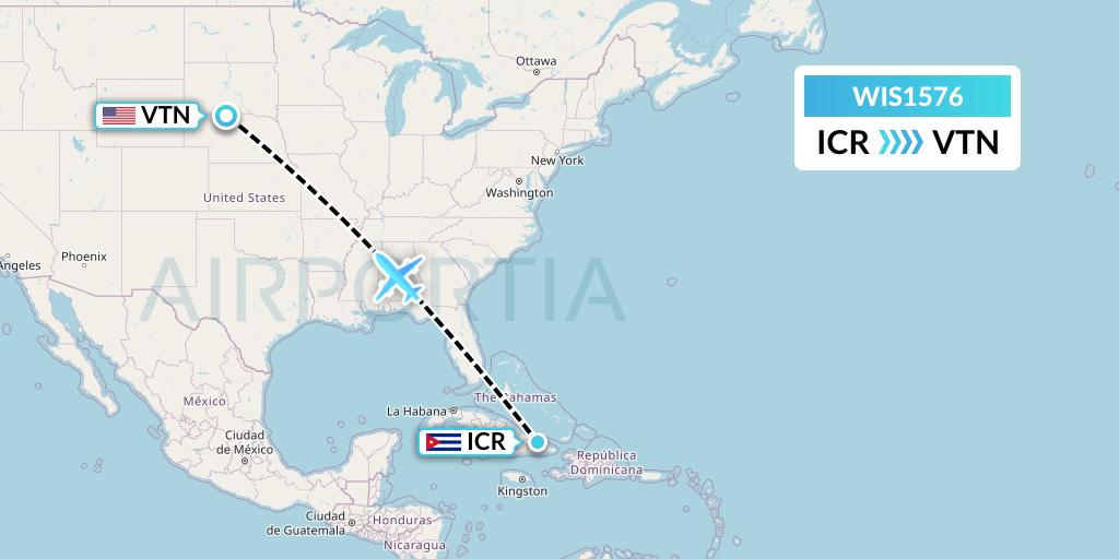WIS1576 Paccair Flight Map: Nicaro to Valentine
