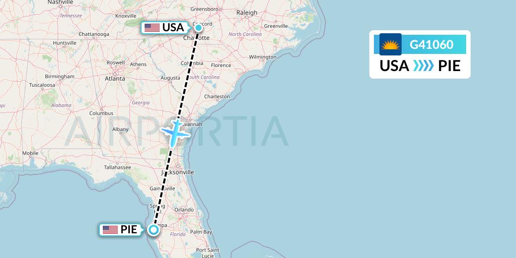 G41060 Allegiant Air Flight Map: Concord to St. Petersburg