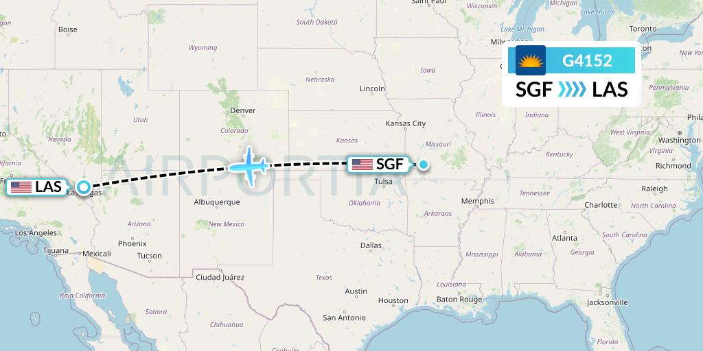G4152 Allegiant Air Flight Map: Springfield to Las Vegas