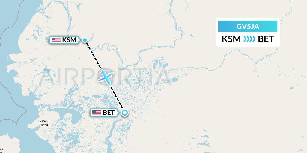 GV5JA Grant Aviation Flight Map: St. Mary's to Bethel
