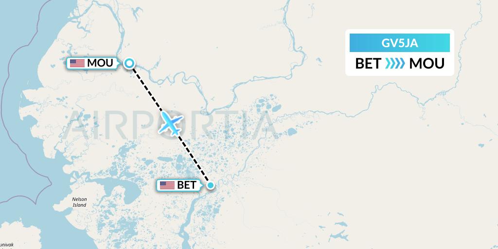 GV5JA Grant Aviation Flight Map: Bethel to Mountain Village